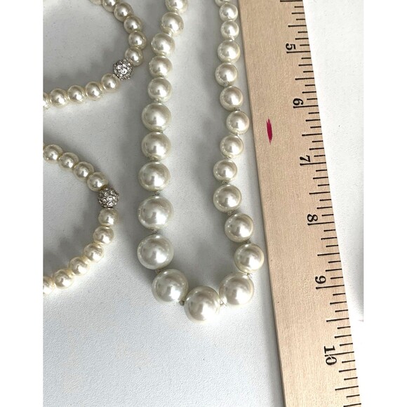 Anne Klein Silver Tone 4-PC Faux Pearls Necklace &Bracelet Set w/Crytal Accents - Picture 4 of 6